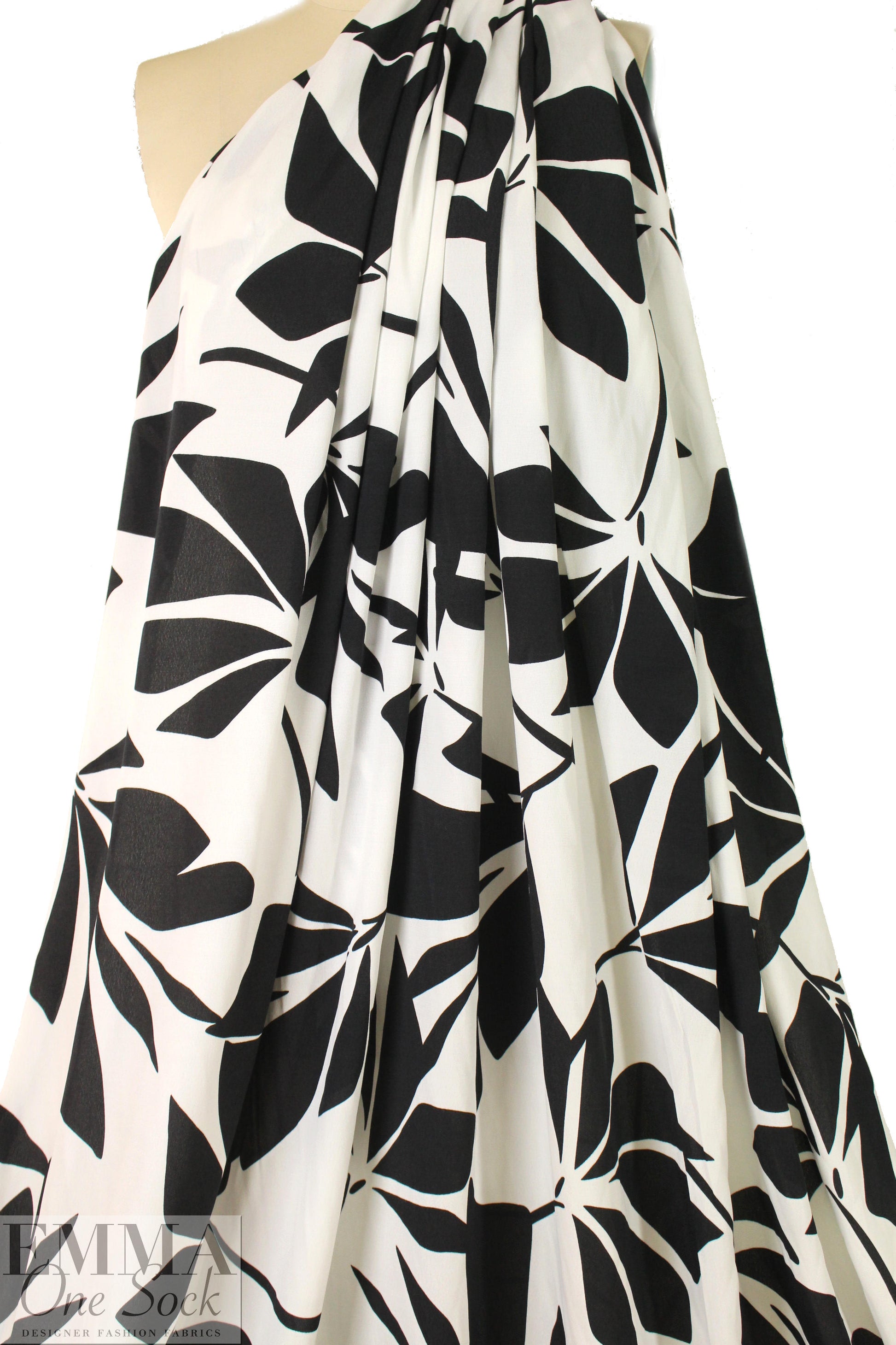Italian viscose crepe woven - black/white silhouette .75 yds