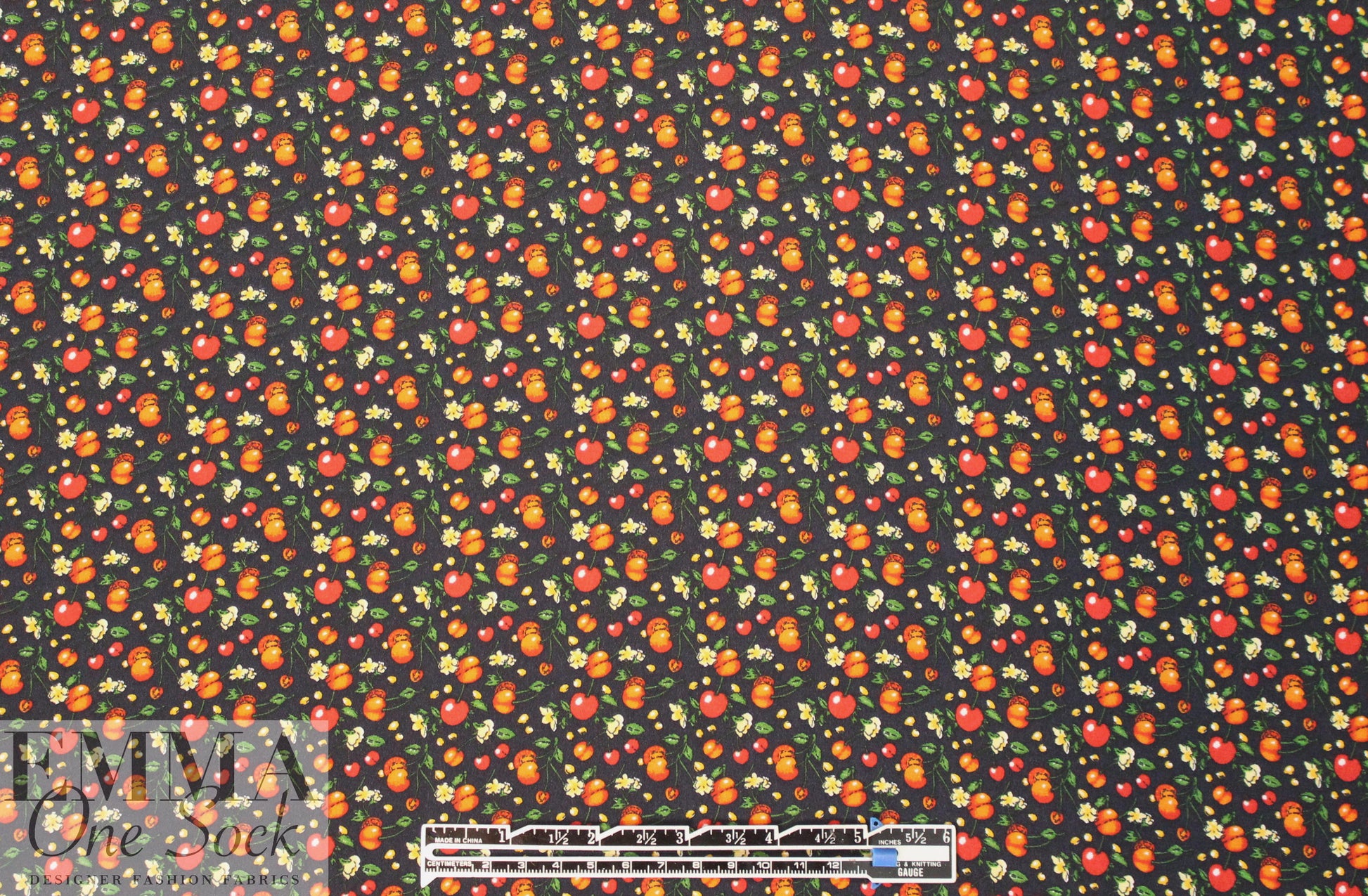 M@x Mara cherry harvest print silk crepe 2.2 yds