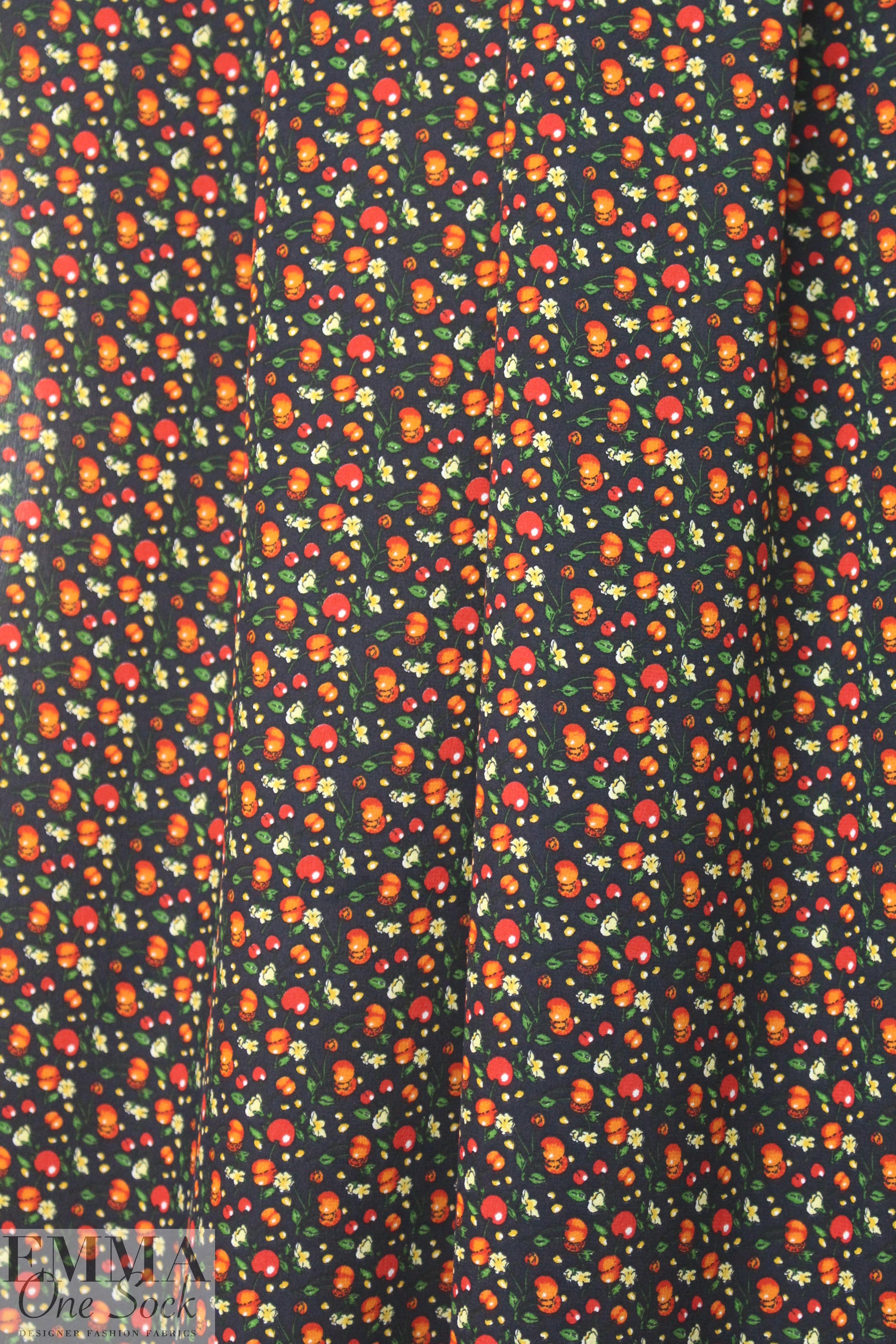 M@x Mara cherry harvest print silk crepe 2.2 yds