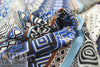 Italian 'deco stripe' viscose challis - blues/nutmeg 1 yard