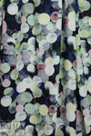 Italian drapey viscose woven - navy/pink orbs