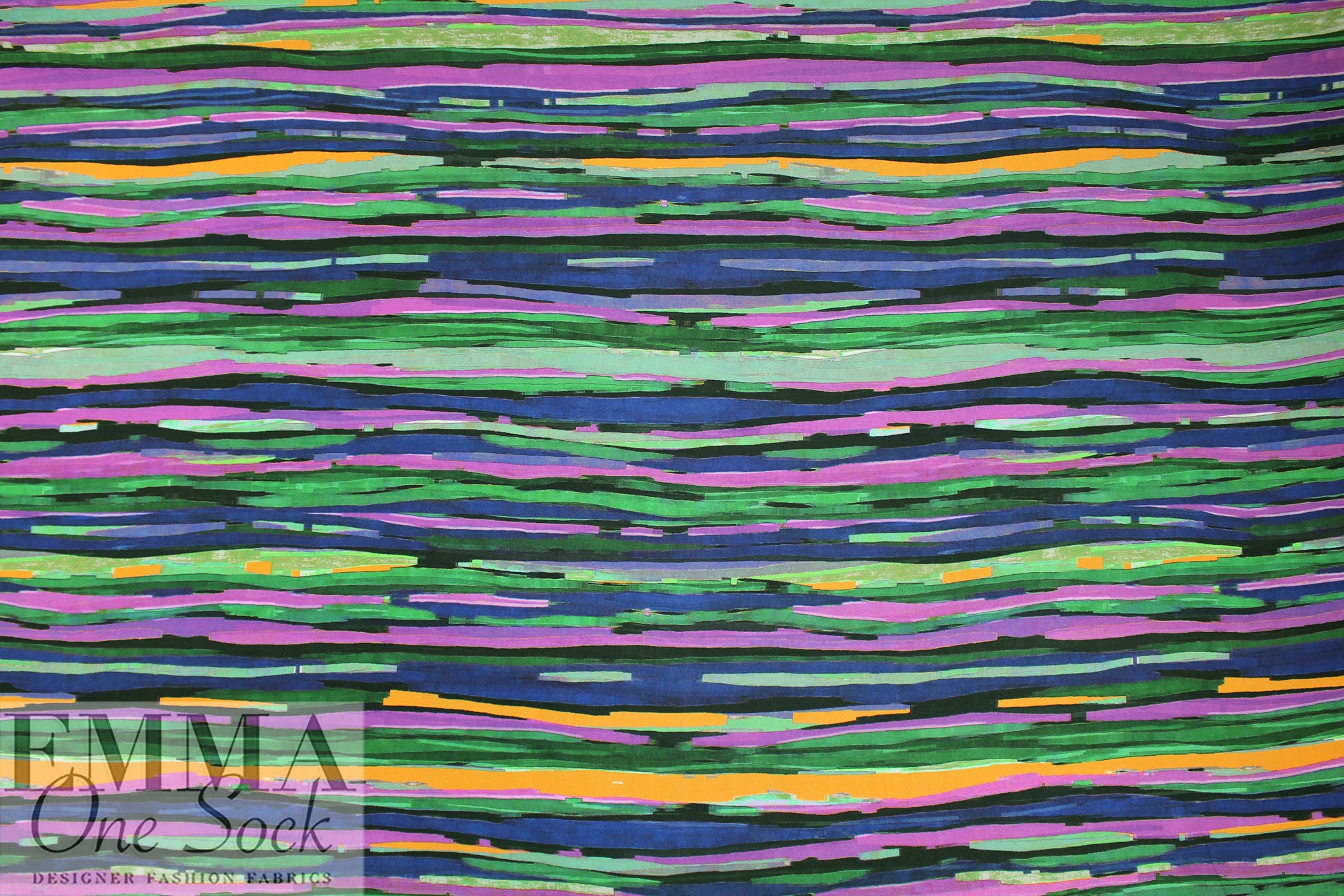 Italian vivid painterly stripes viscose crepe 1.375 yd
