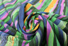 Italian vivid painterly stripes viscose crepe