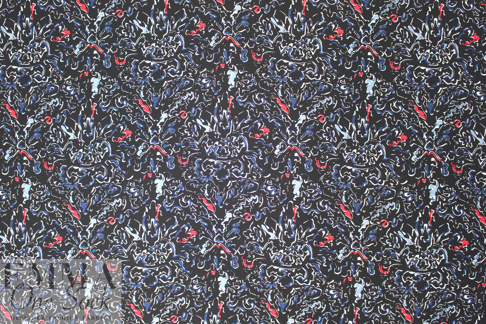 J. Mende1 pen and ink on black viscose woven 1 yard