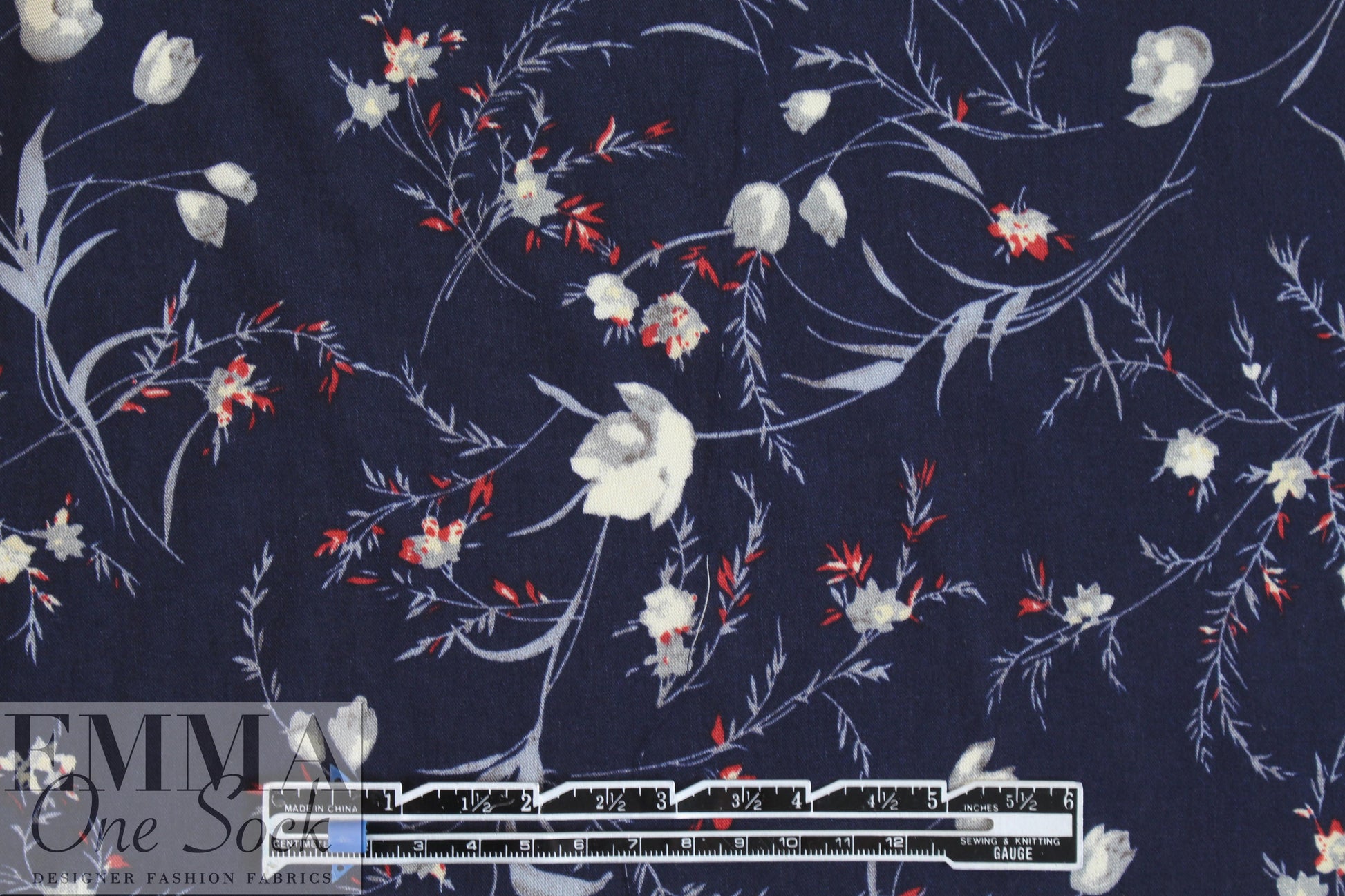 CA designer viscose woven - midnight floral 2.375 yd