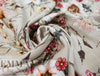 NY designer pale khaki floral textured viscose challis .625 yds