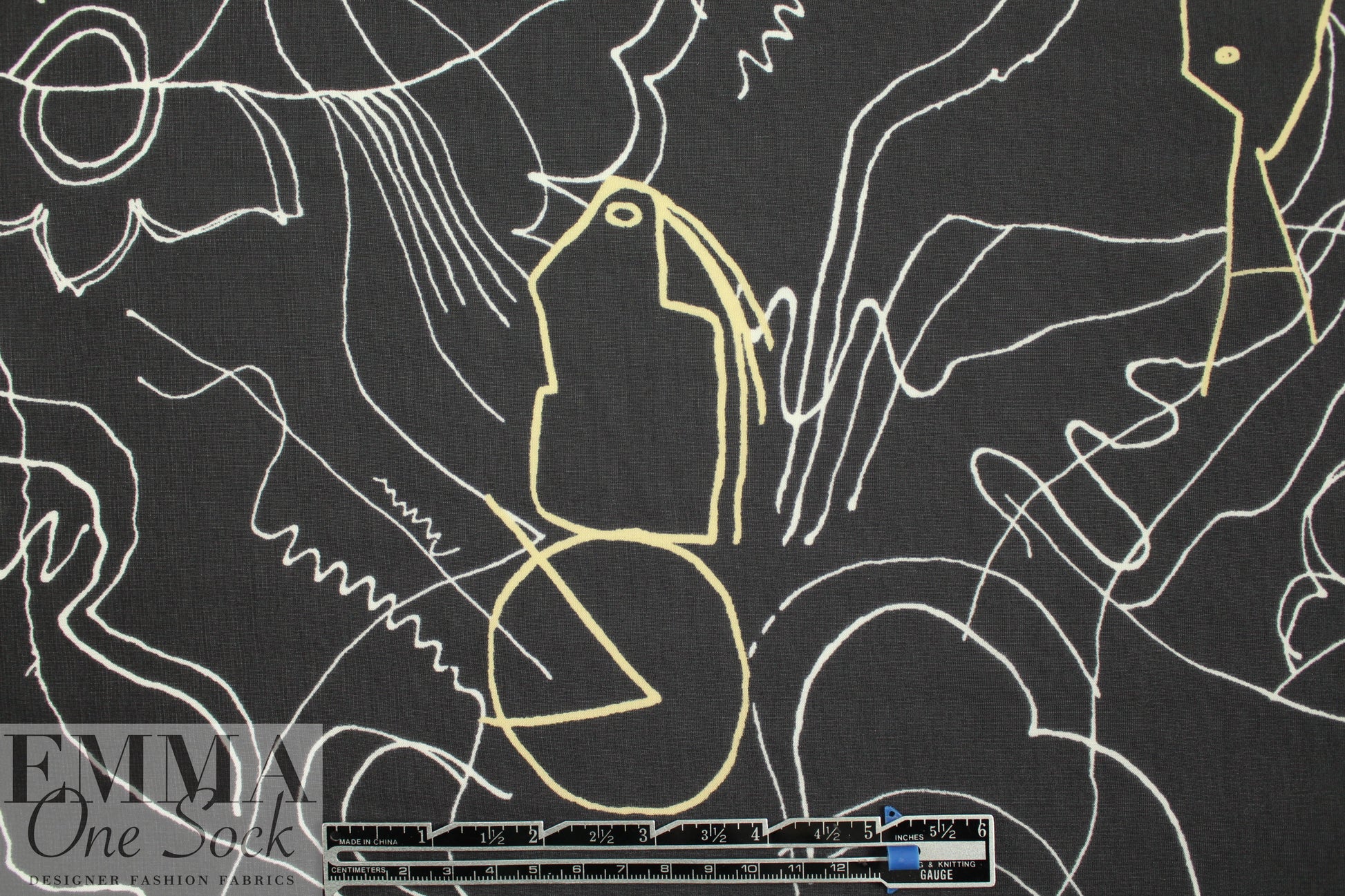 NY designer 'doodle bird' drapey viscose sheer woven