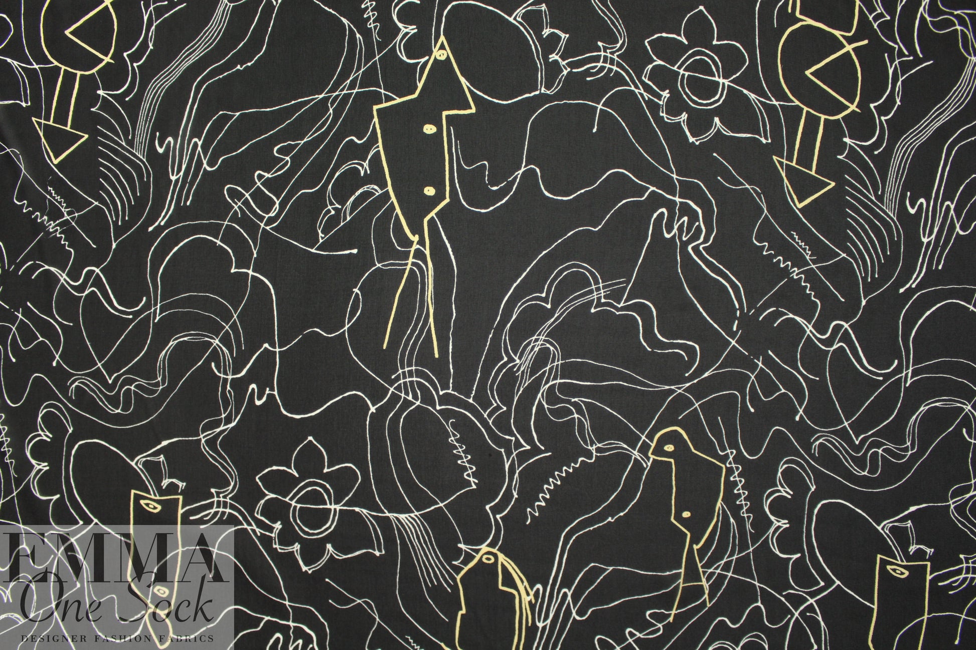 NY designer 'doodle bird' drapey viscose sheer woven