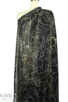 NY designer 'doodle bird' drapey viscose sheer woven 1.25 yd