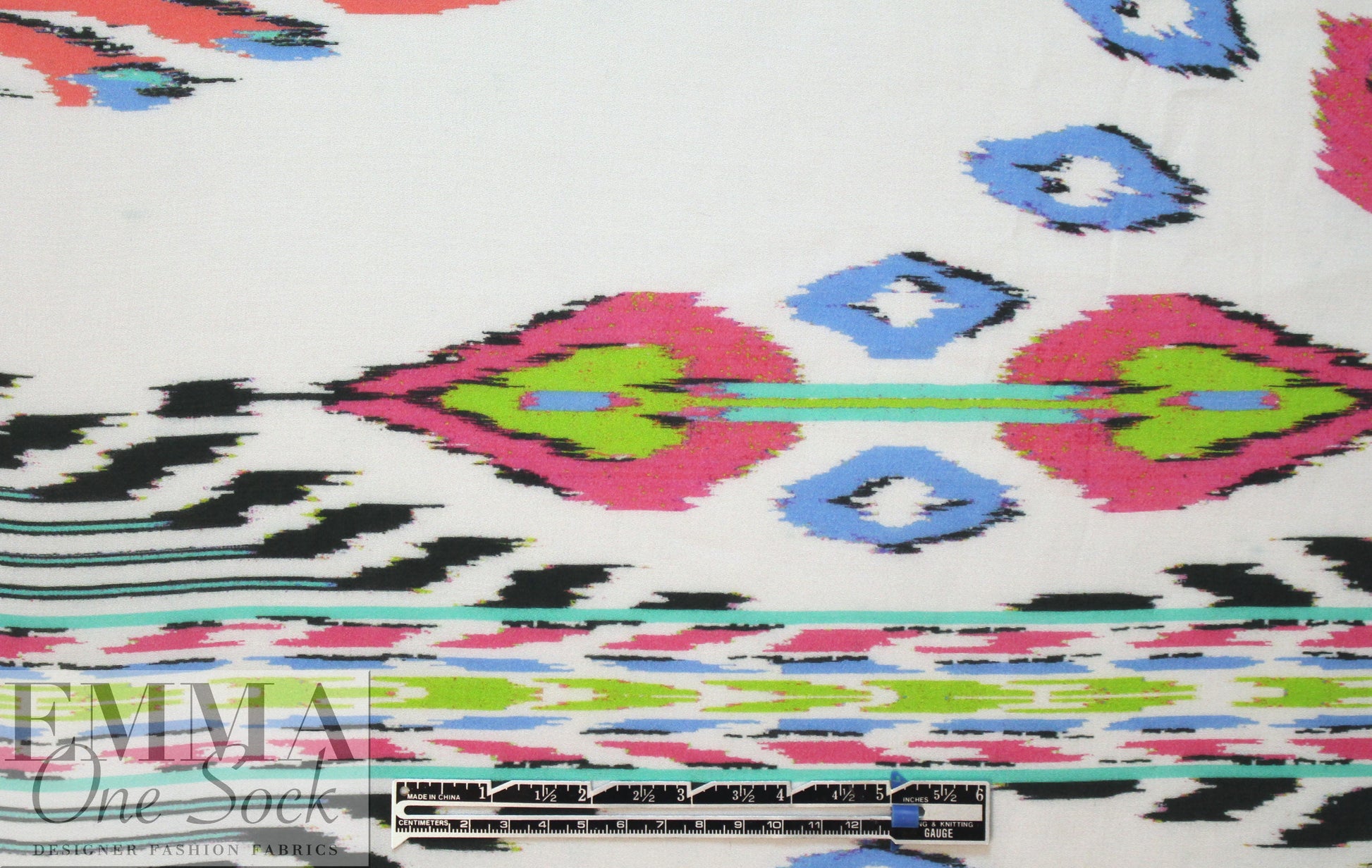 famous designer viscose panel - white southwest .5 yds