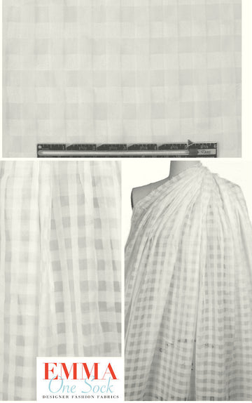 Italian white gingham sheer viscose jacquard