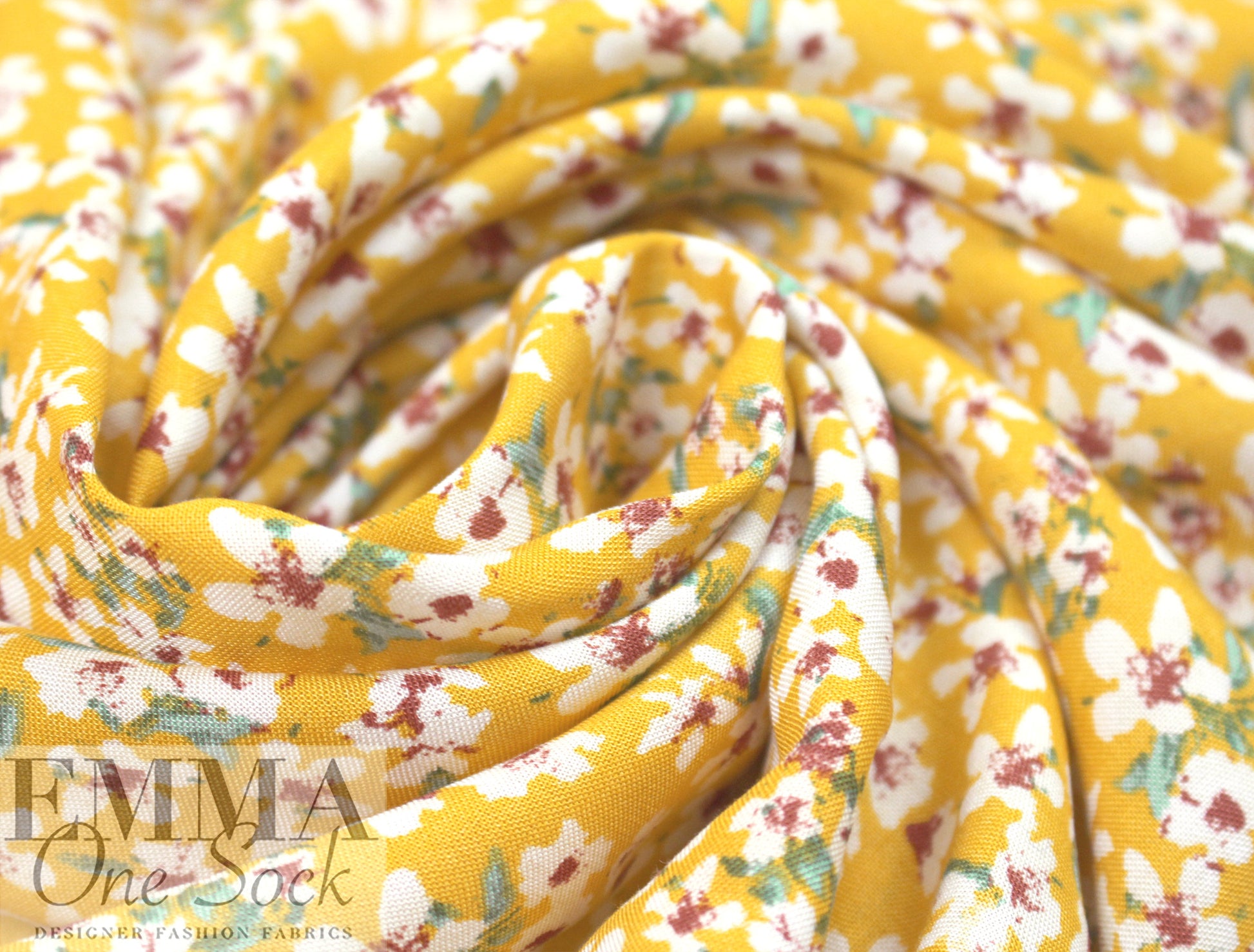 NY designer dainty flowers viscose challis 1.5 yd