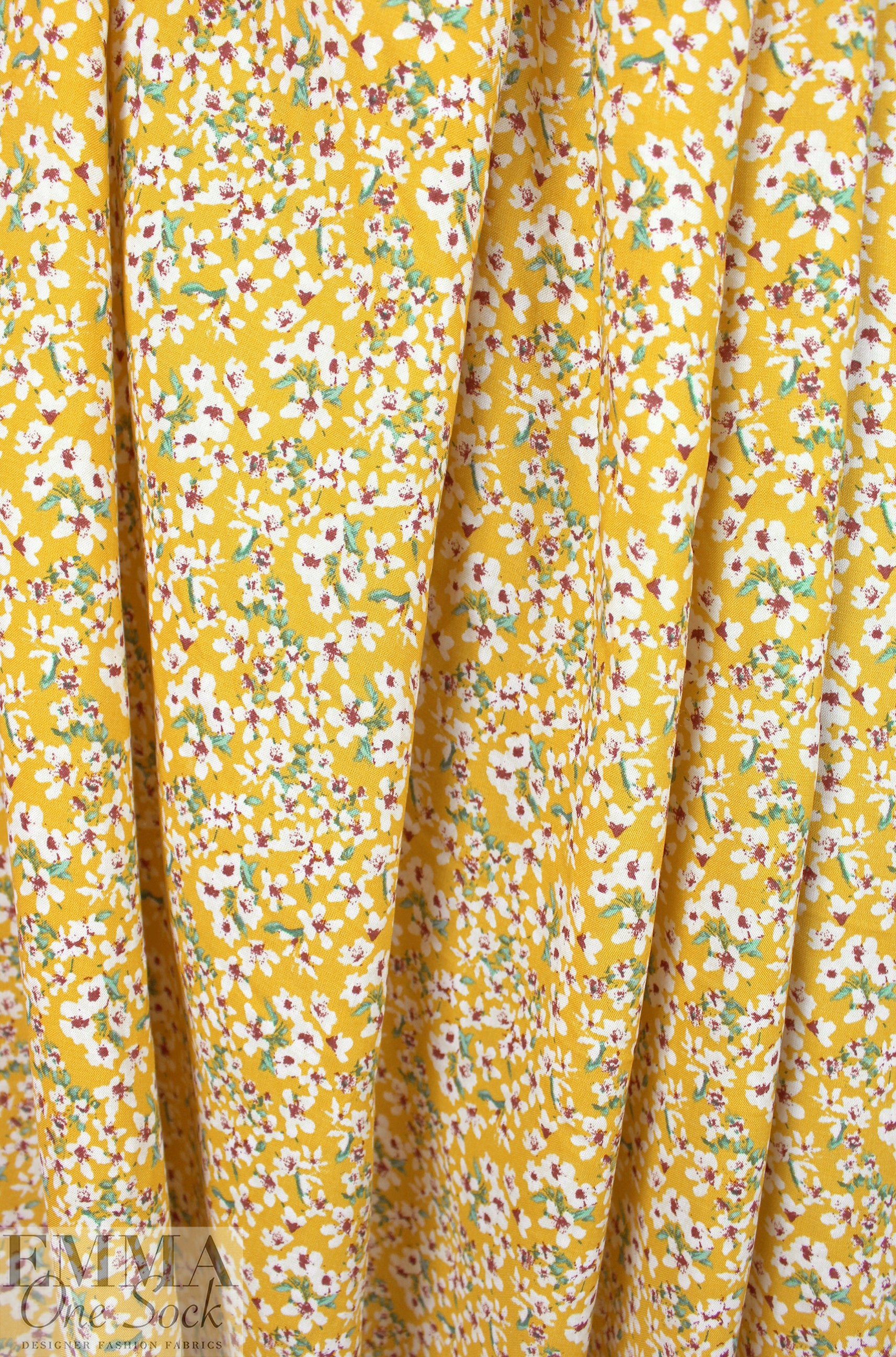 NY designer dainty flowers viscose challis 1.5 yd