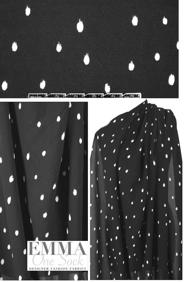 3.1 Phi11ip Lim black/white dotted stretch georgette 2 yd