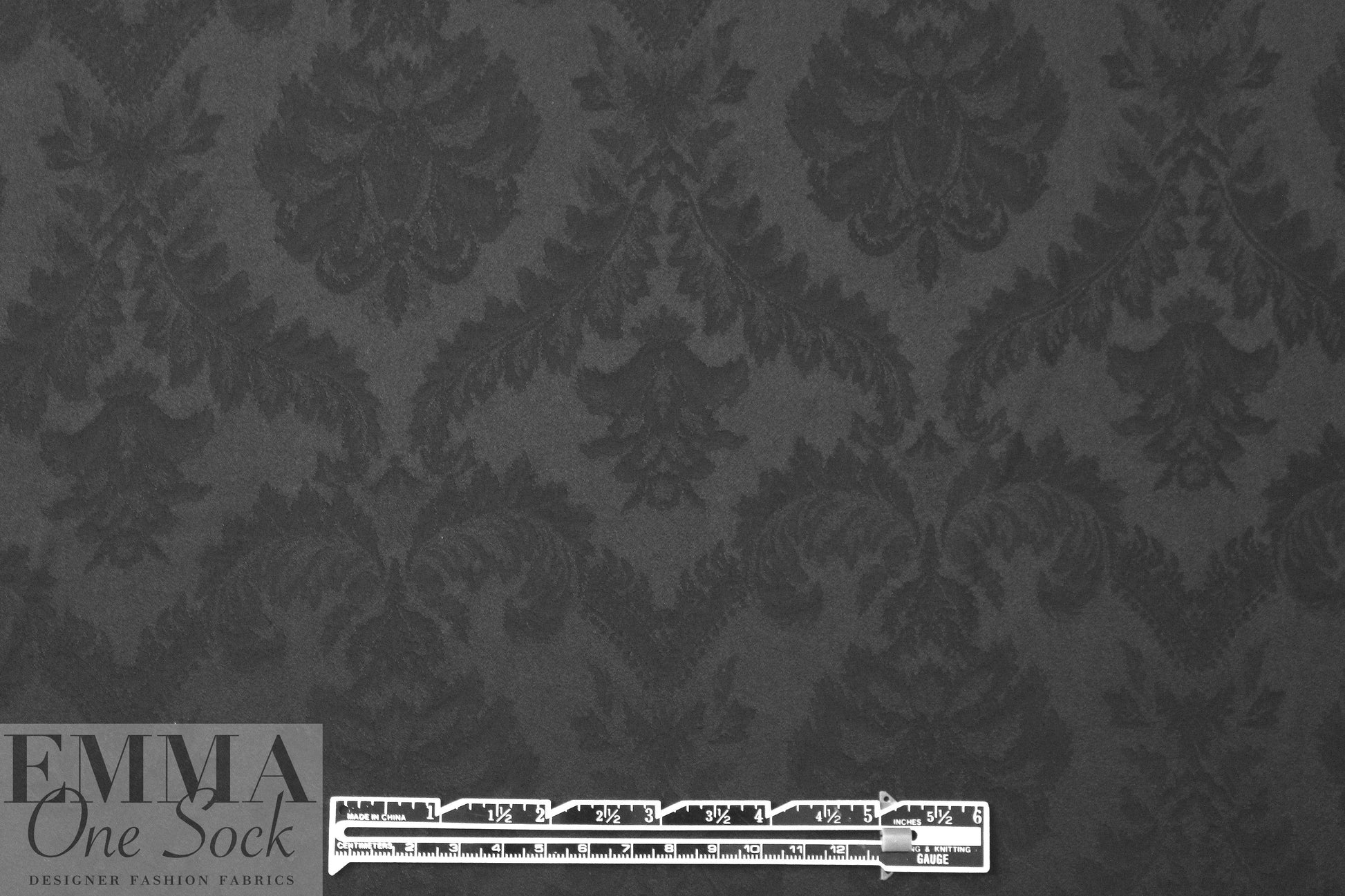 NY designer viscose fleur de lis jacquard - black on black 2 yd