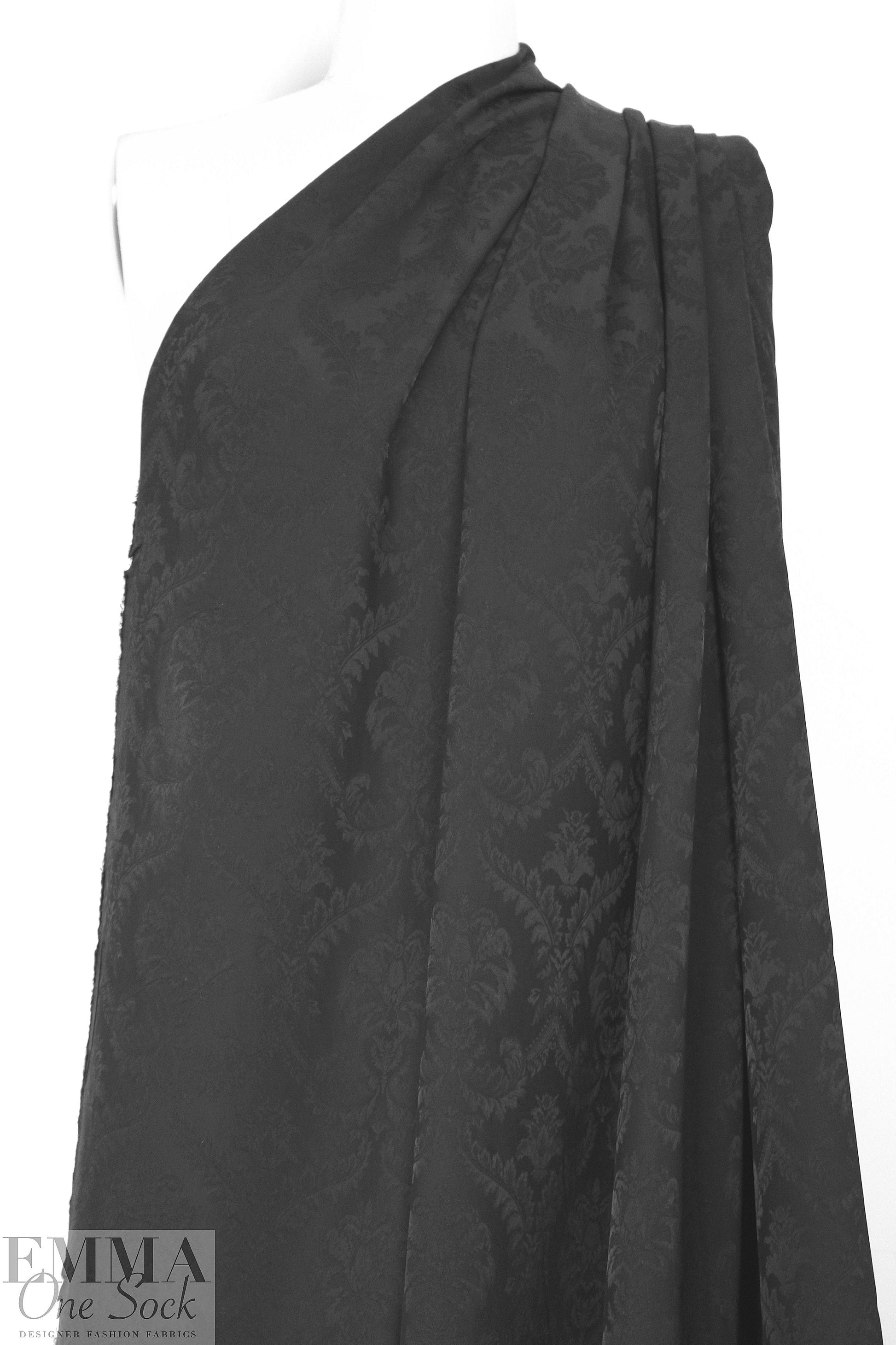 NY designer viscose fleur de lis jacquard - black on black 2 yd