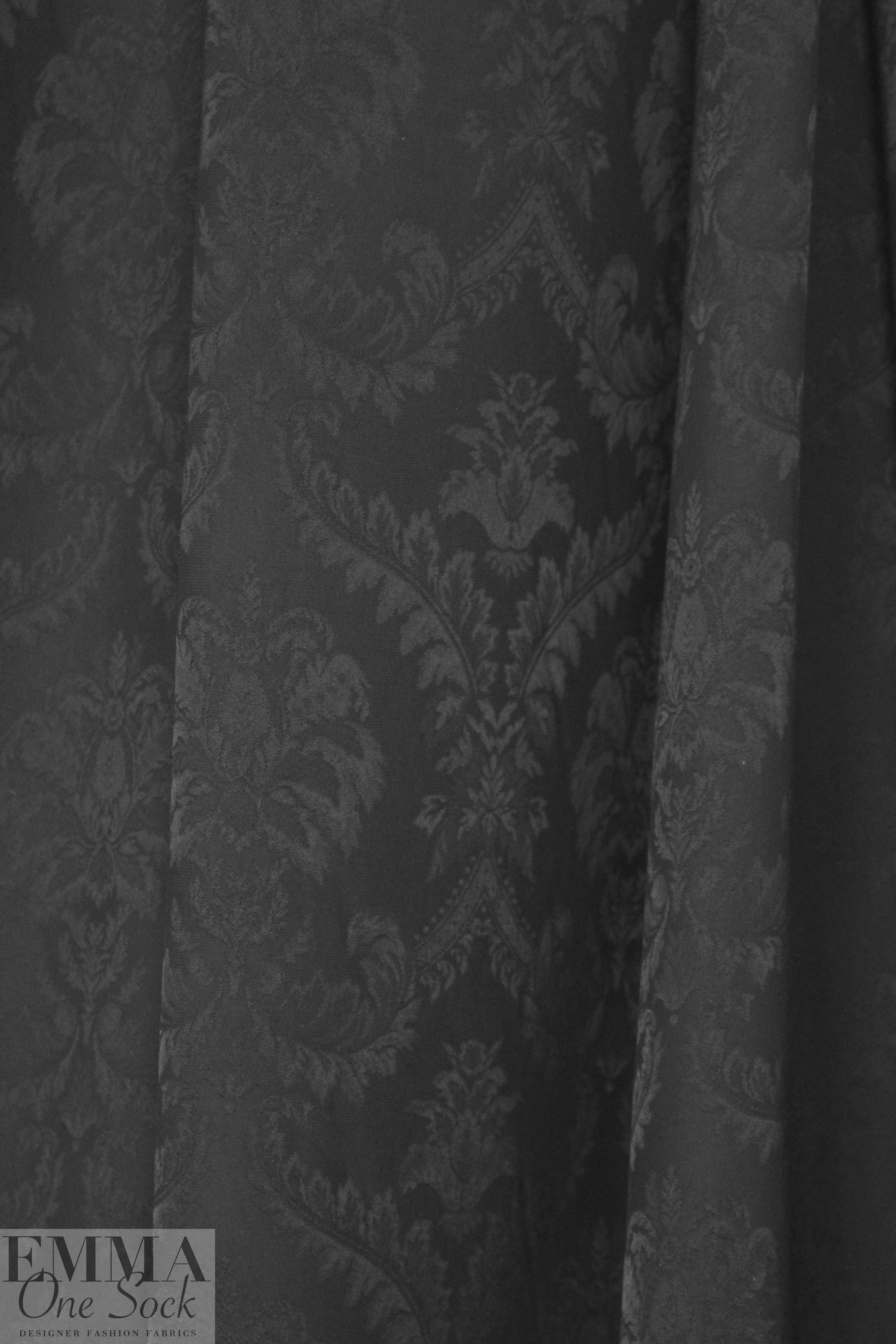 NY designer viscose fleur de lis jacquard - black on black 1.66 yd