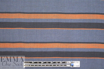 Italian yarn-dyed stripe woven - denim/terracotta