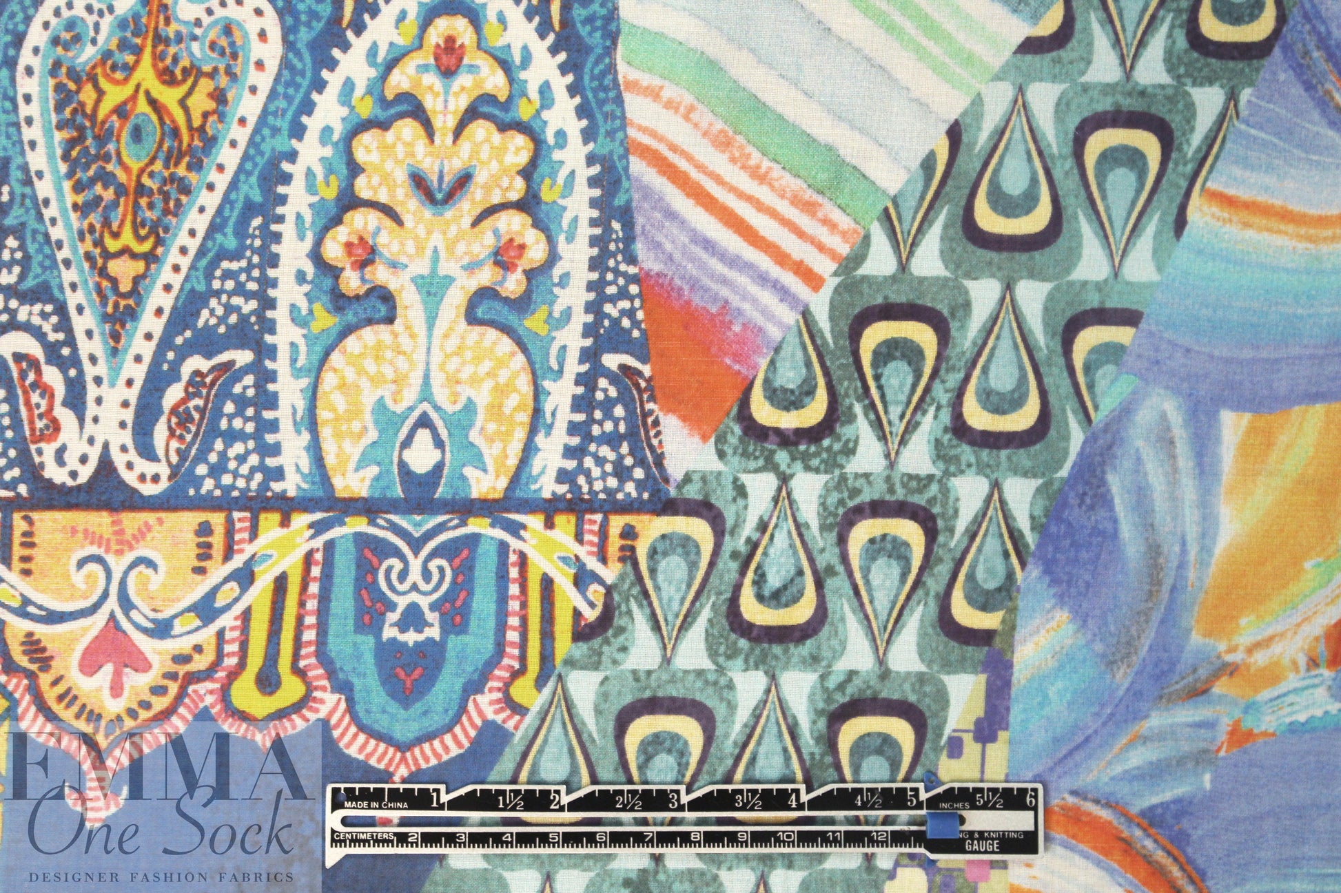 Italian viscose voile - decorative patchwork