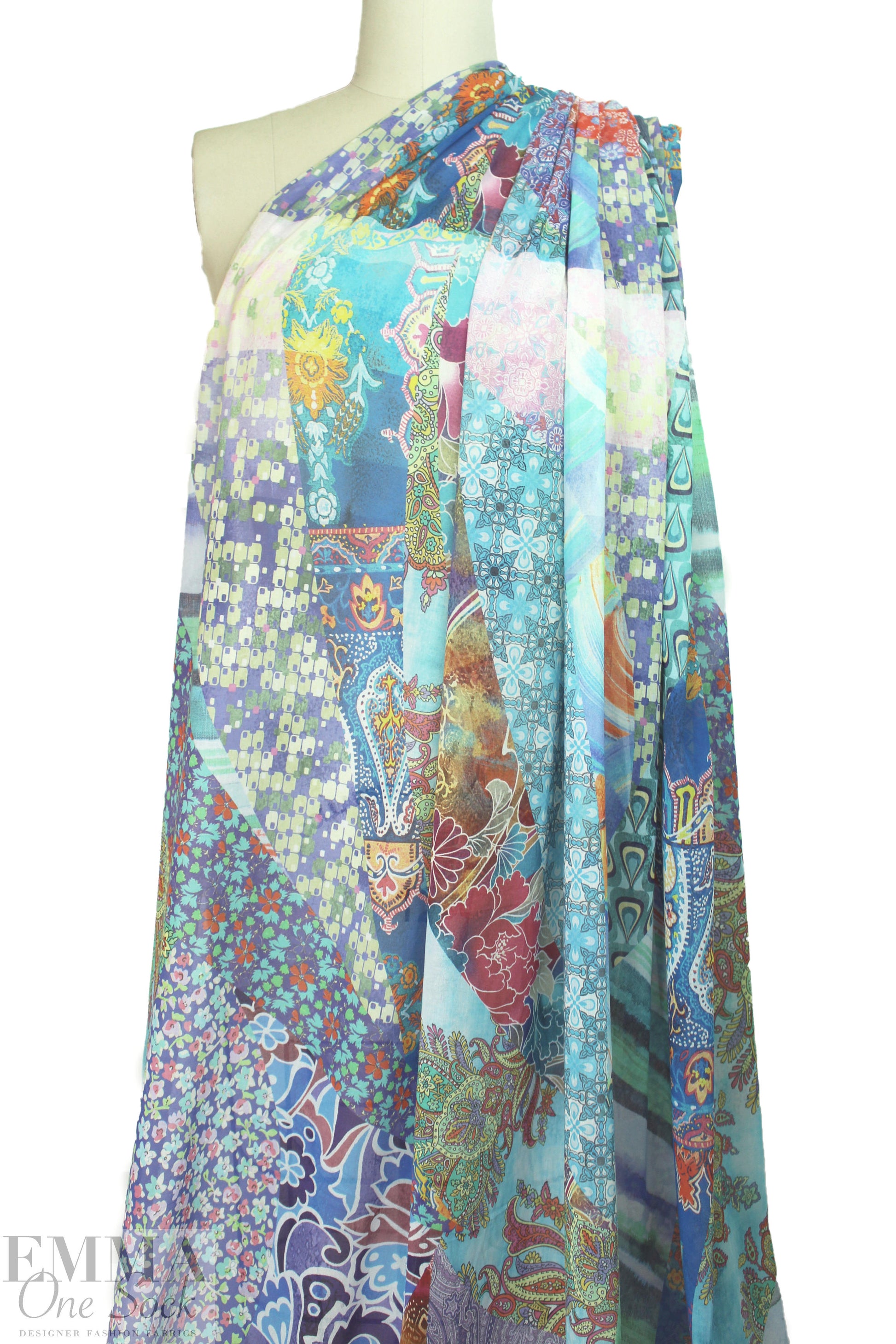 Italian viscose voile - decorative patchwork