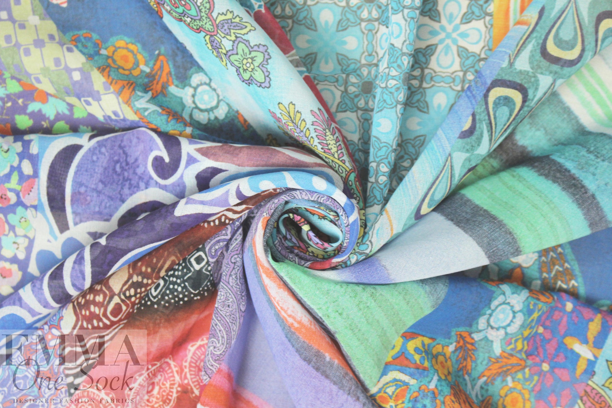 Italian viscose voile - decorative patchwork