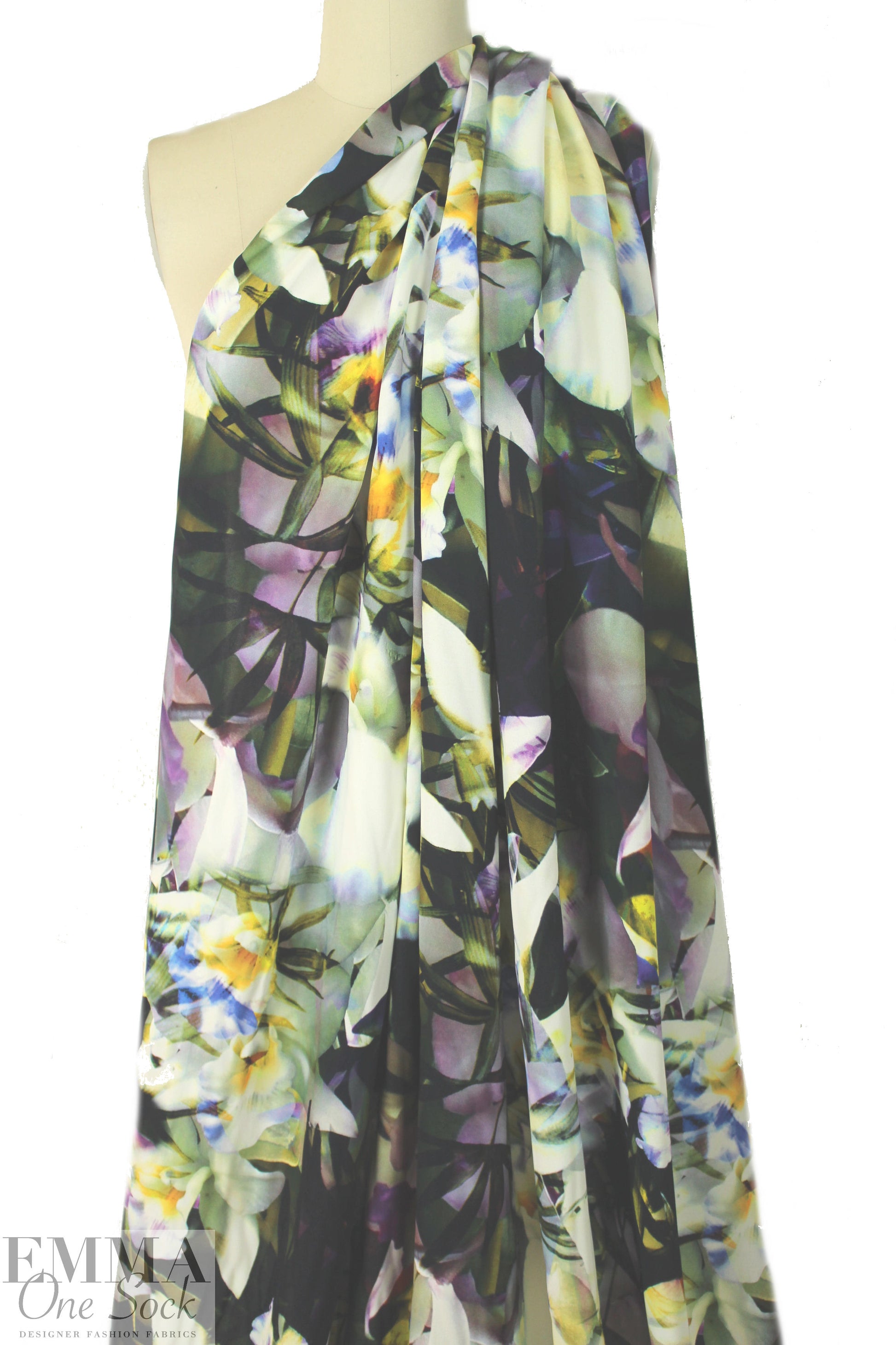 Italian layered floral abstract viscose crepe woven 1 yard