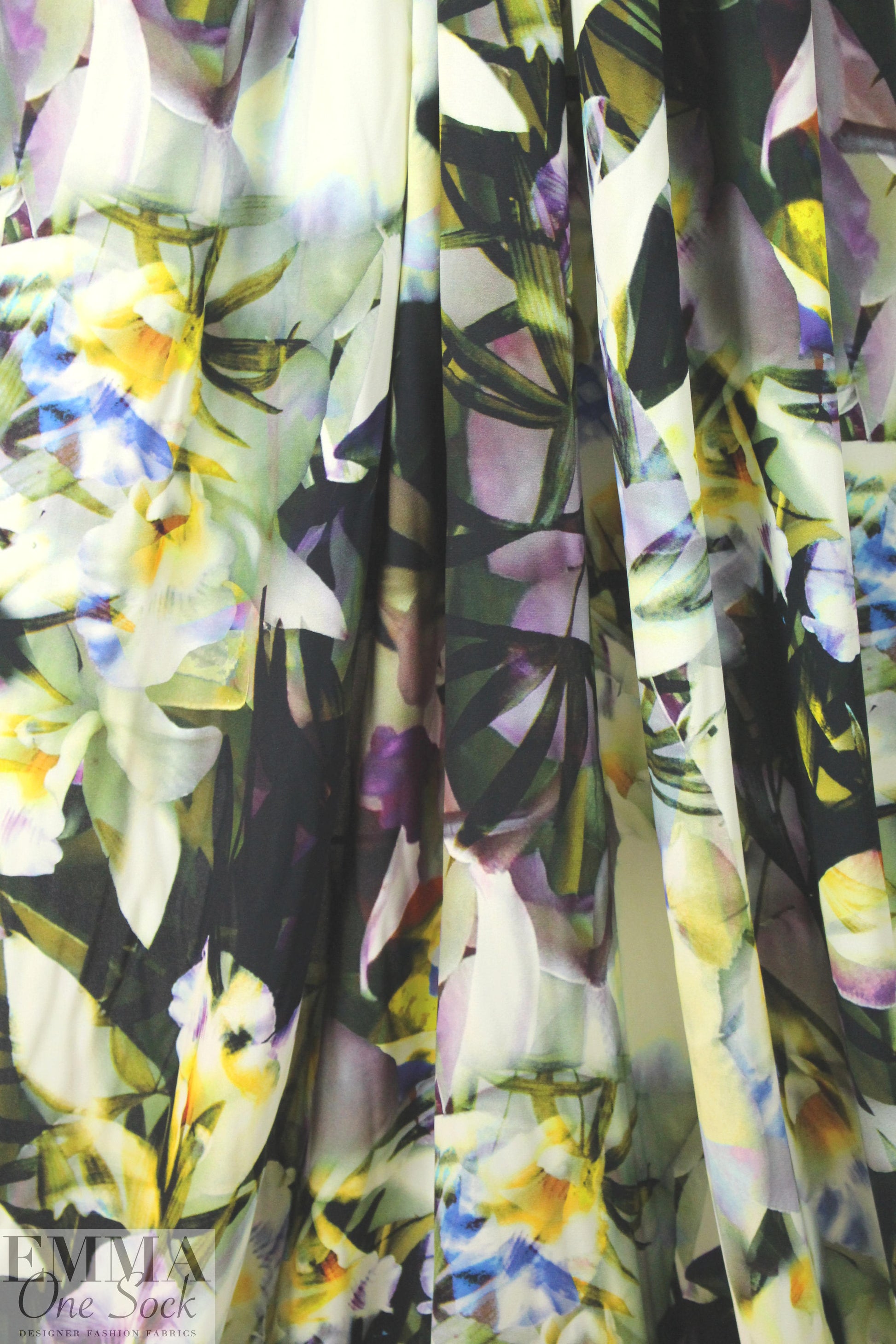 Italian layered floral abstract viscose crepe woven