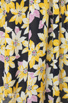 NY designer citrine/midnight floral viscose crepe woven 1.75 yd