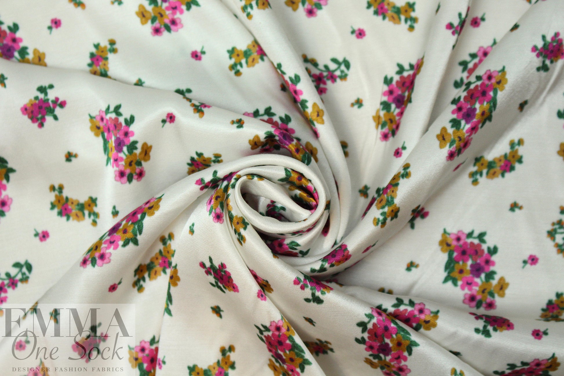 Italian light and drapey viscose satin floral  1.5 yd