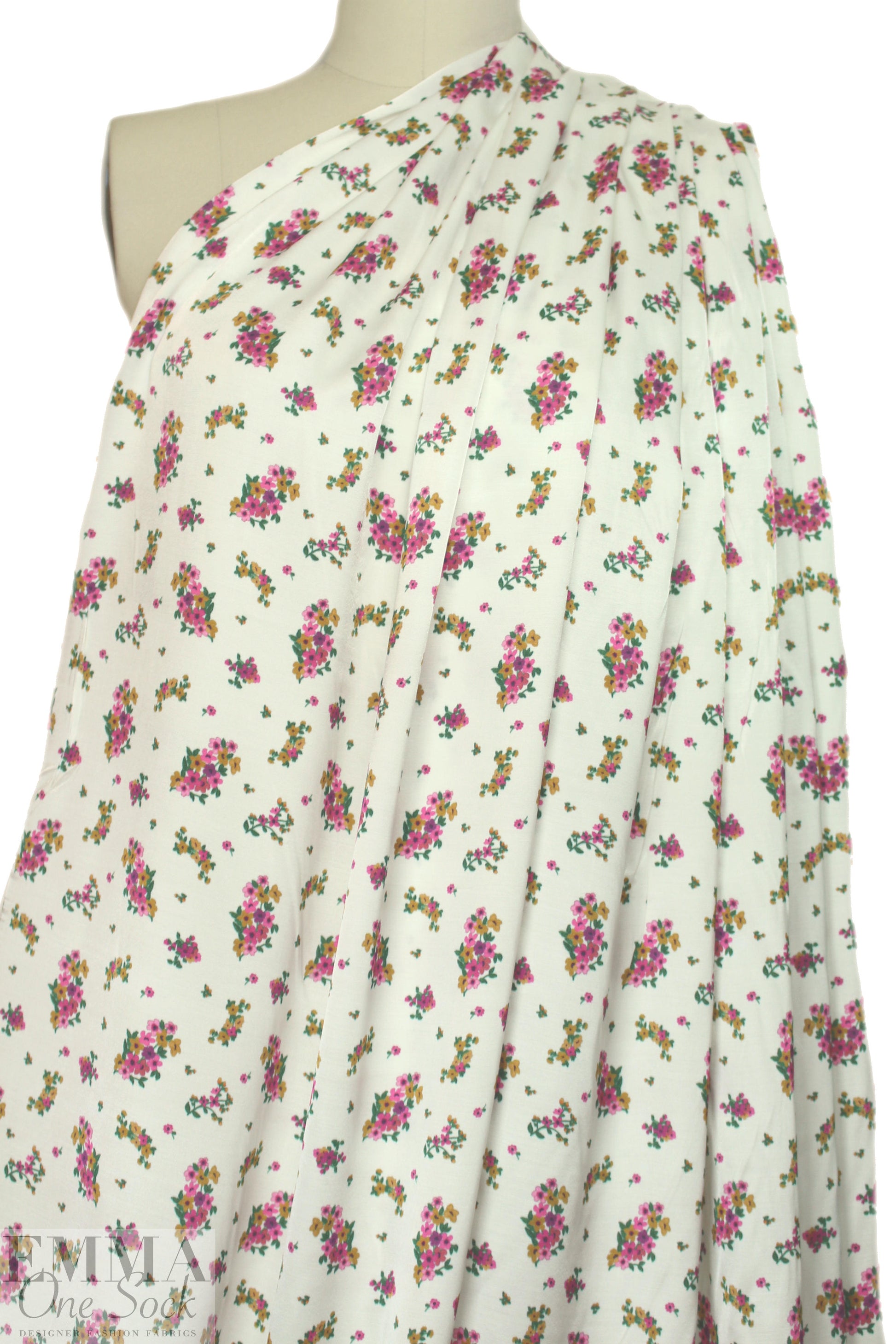 Italian light and drapey viscose satin floral  .75 yds