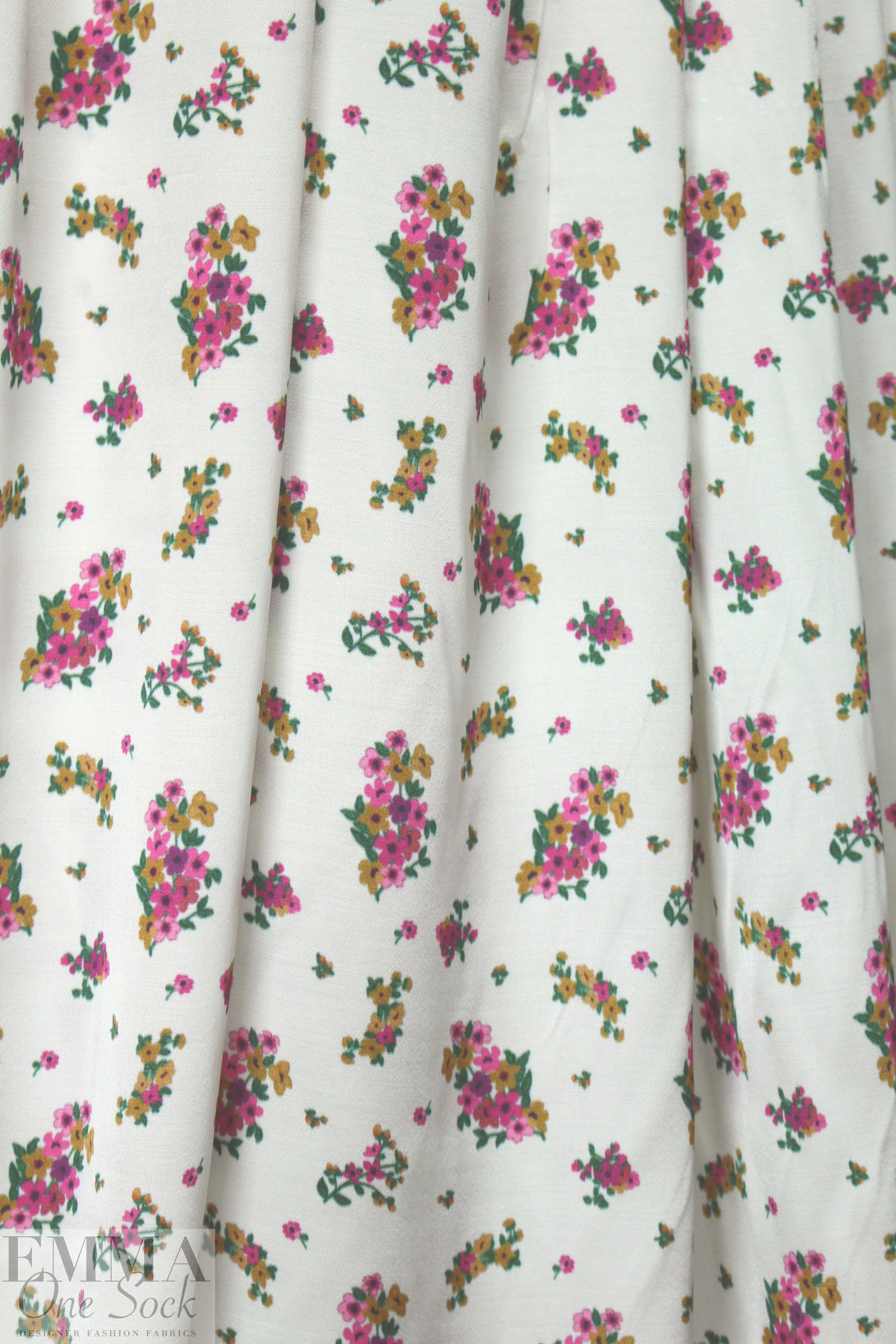 Italian light and drapey viscose satin floral  1.66 yd