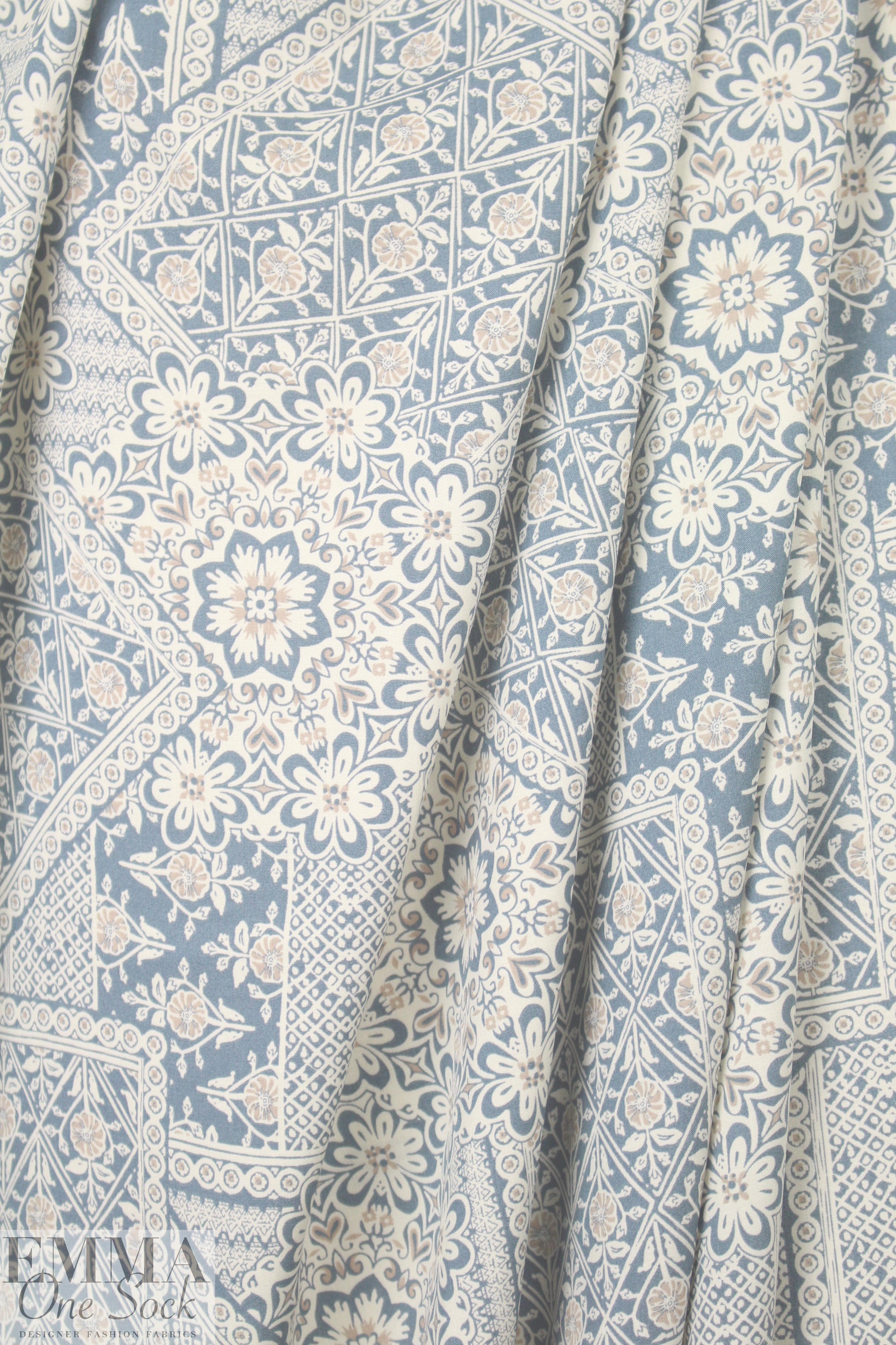 NY designer bandana montage drapey viscose woven 1 yard