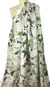 Italian painterly white floral viscose crepe woven