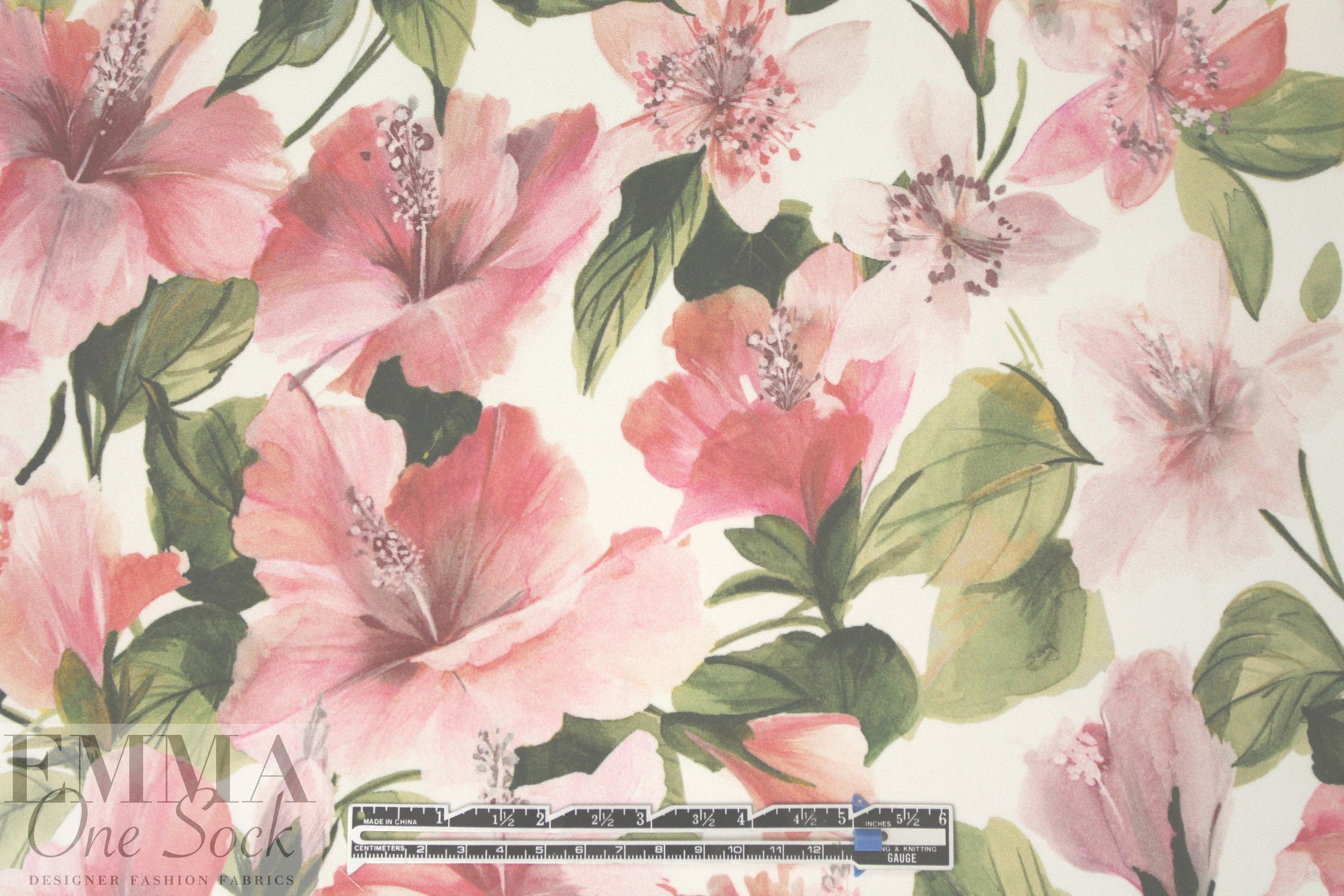 Italian hibiscus flower viscose 'matte hybrid'