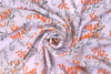 NY designer lav/tangerine floral viscose crepe woven