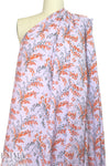 NY designer lav/tangerine floral viscose crepe woven 2 yds