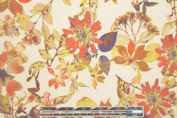Italian citrus-toned floral viscose crepe woven