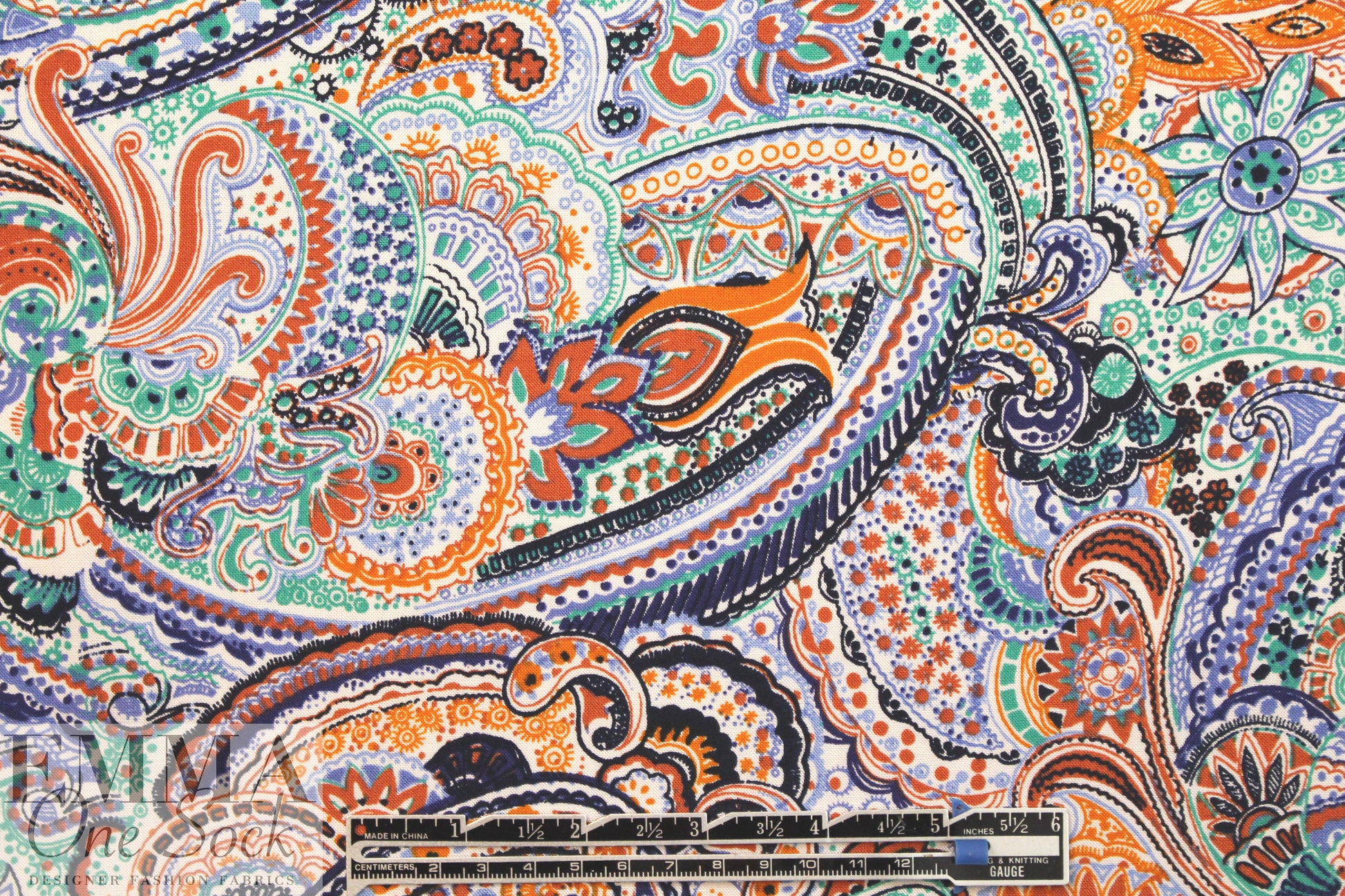 NY designer intricate paisley drapey viscose woven 1.625 yd
