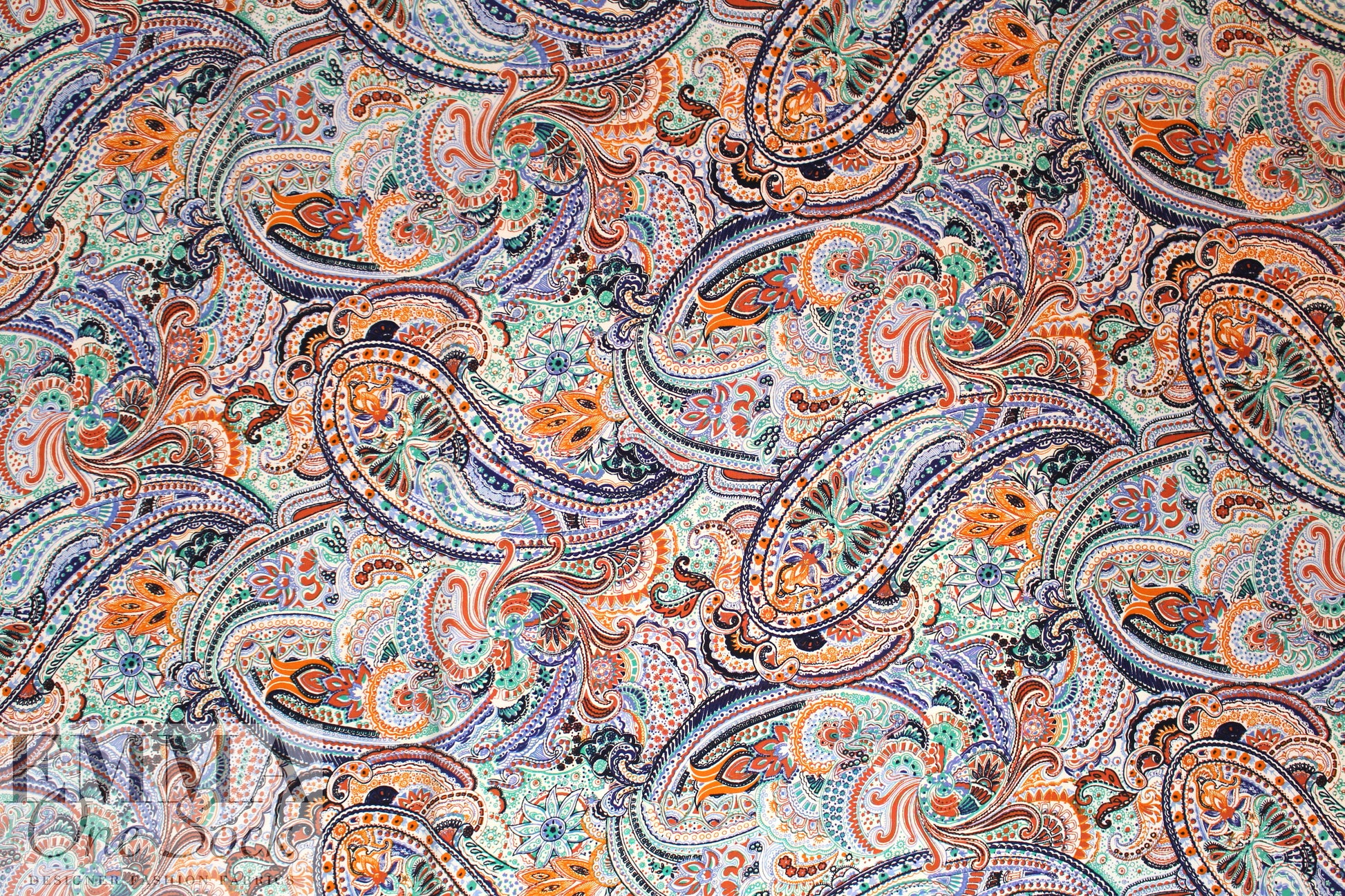 NY designer intricate paisley drapey viscose woven .75 yds