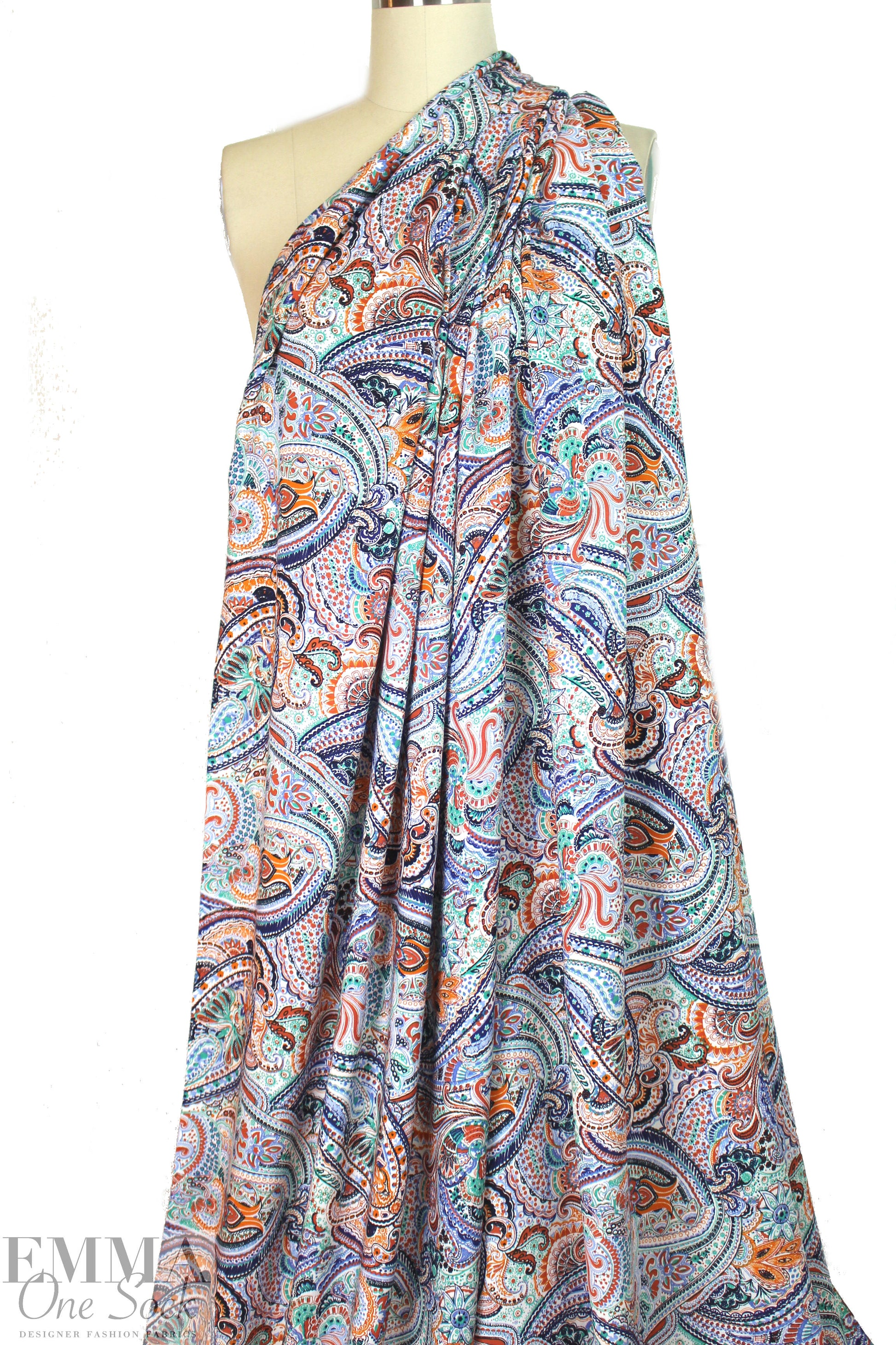 NY designer intricate paisley drapey viscose woven 1.625 yd