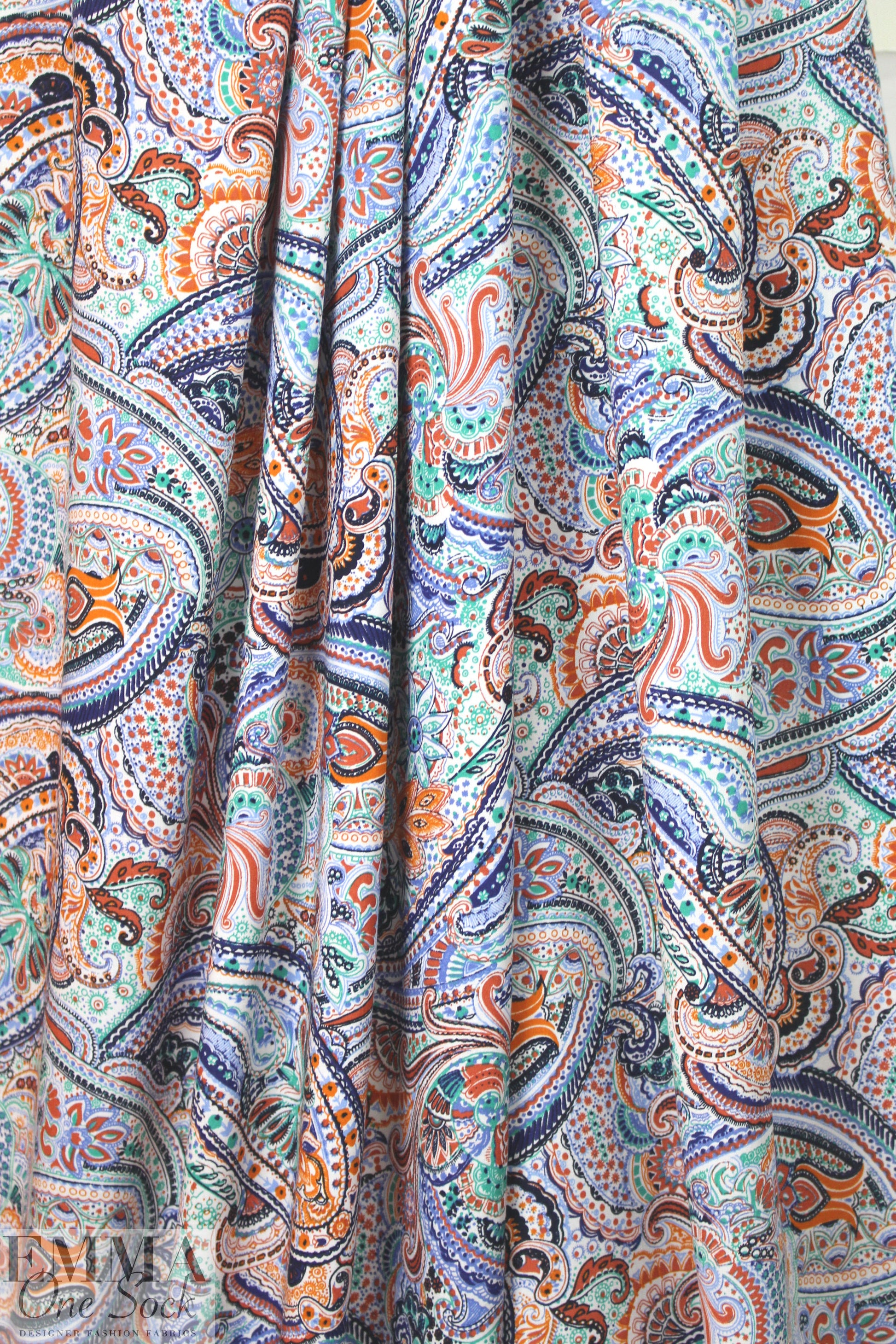 NY designer intricate paisley drapey viscose woven 1.625 yd