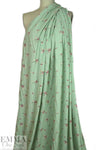 CA designer viscose crepe woven - green tea floral .875 yds