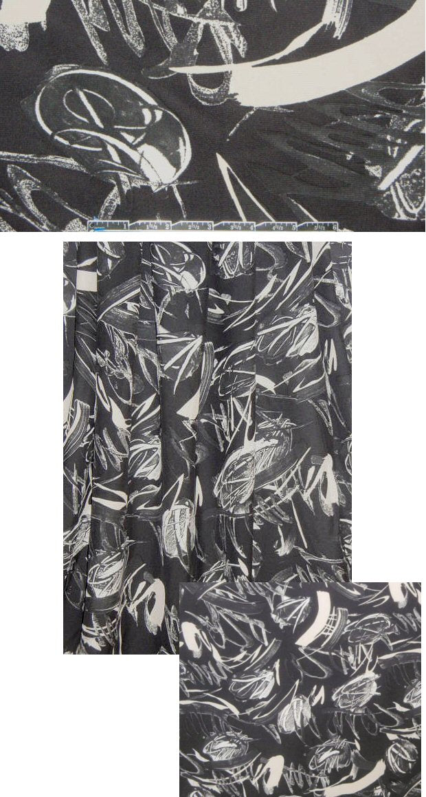 NY designer black/bone abstract viscose woven 1.875 yds