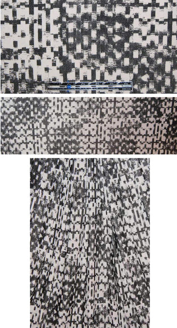 designer black/stone hatch design knit crepe .75 yds