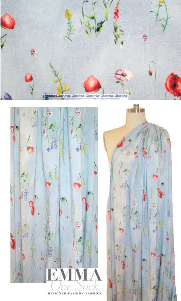 French digital viscose woven - chambray flowers
