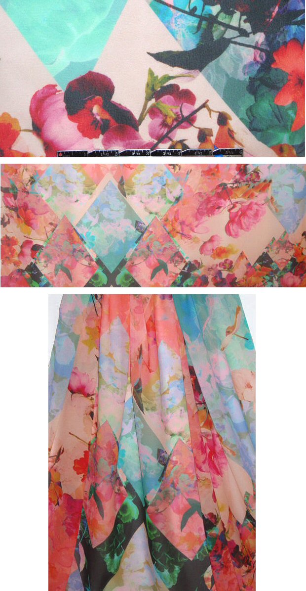 NY designer engineered floral design stretch georgette .66 yds