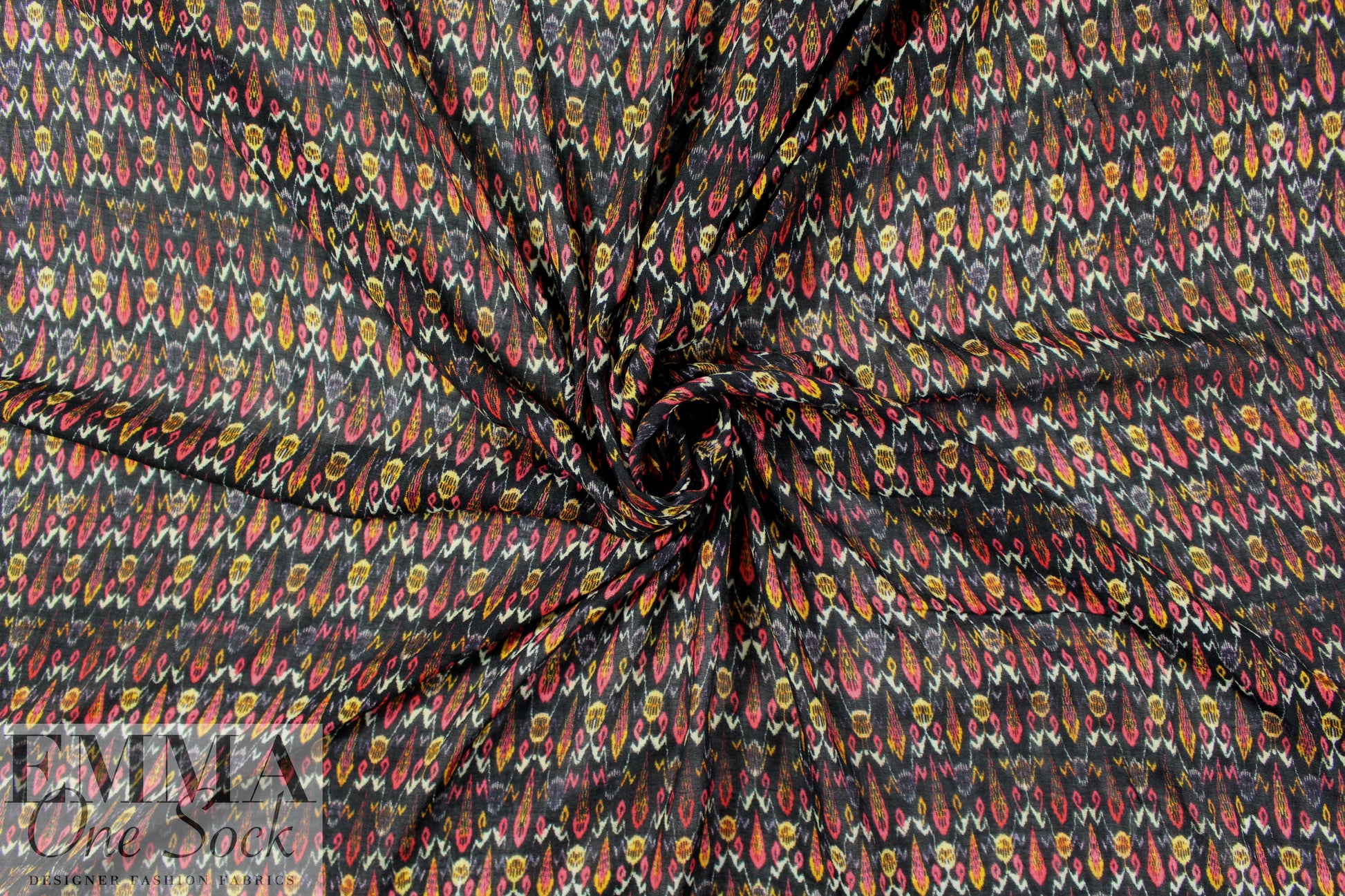 NY designer boho ikat graphic gauzy viscose woven
