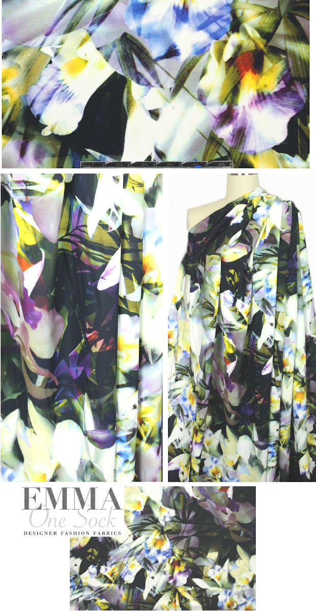 NY designer viscose crepe woven - abstract floral