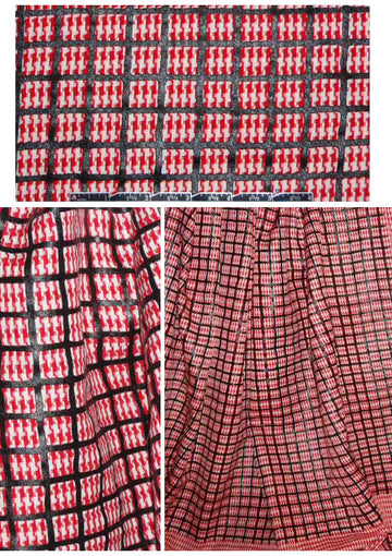 famous designer houndstooth/leather grid suiting