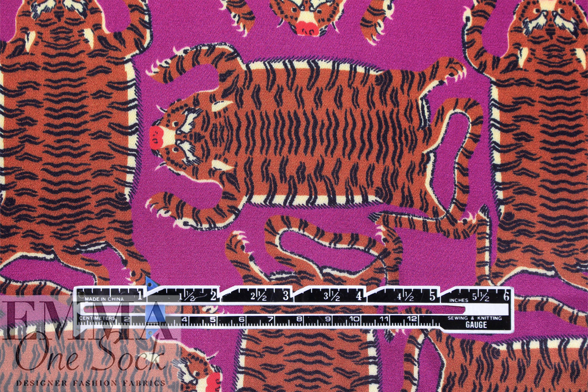 Rache1 Comey 'quirky tiger' satin face viscose woven 1.5 yds